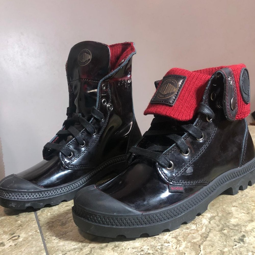 NWB PALLADIUM WOMEN SHOE BAGGY LEATHER KNIT hi top - Picture 7 of 12